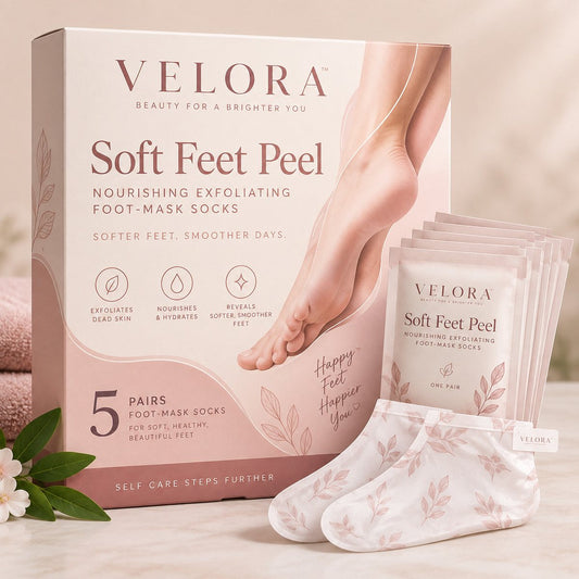 Velora Soft-Feet Peel – Fußpeeling-Maske mit Kollagen & Sakura (5 Paar) - Velora